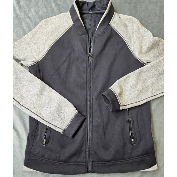 Lululemon Jacket Womens Size 4 Black Gray Baseball Stitching Var-City Bomber - Picture 2 of 7